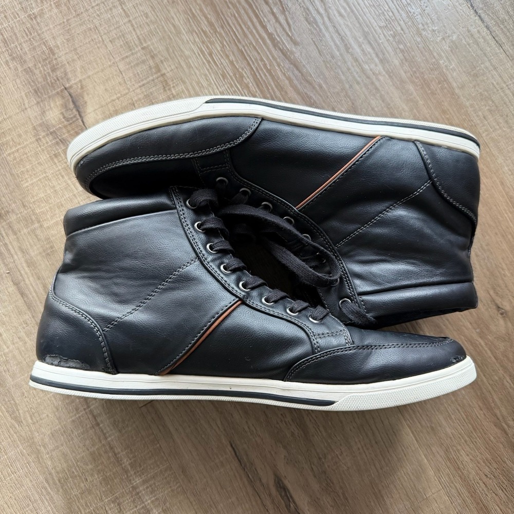 ALDO Men's Black Leather Ankle Boots Lace‎ Up Contrast Stitching Size 11 - Picture 6 of 10